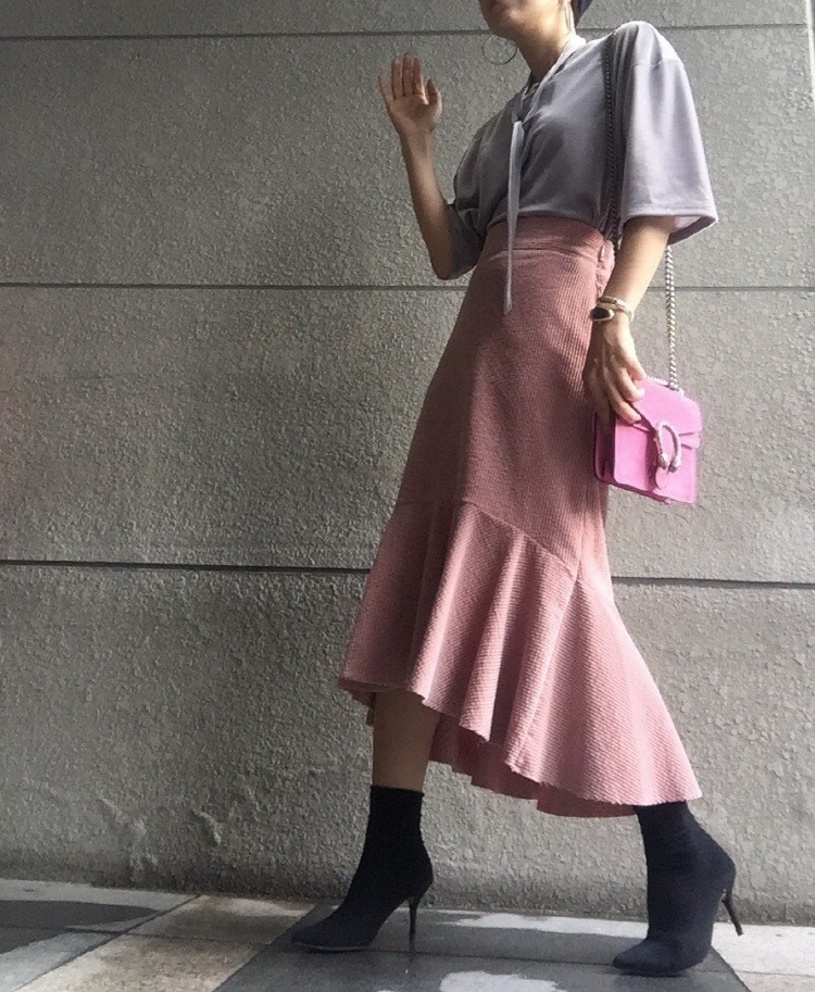 Corduroy Unbonded Flare Long Skirt Winter Mermaid 