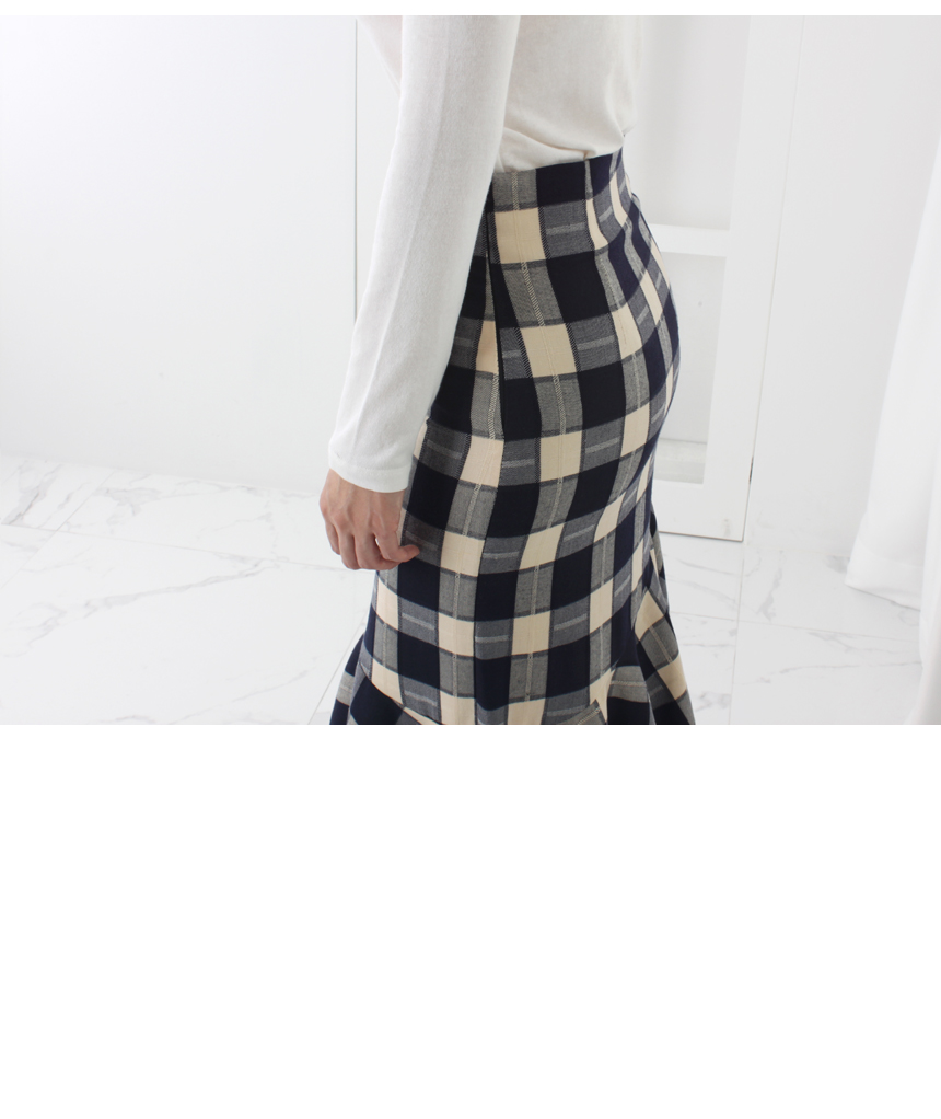 Check frill Kaikan Unisex Long skirt High waisted 