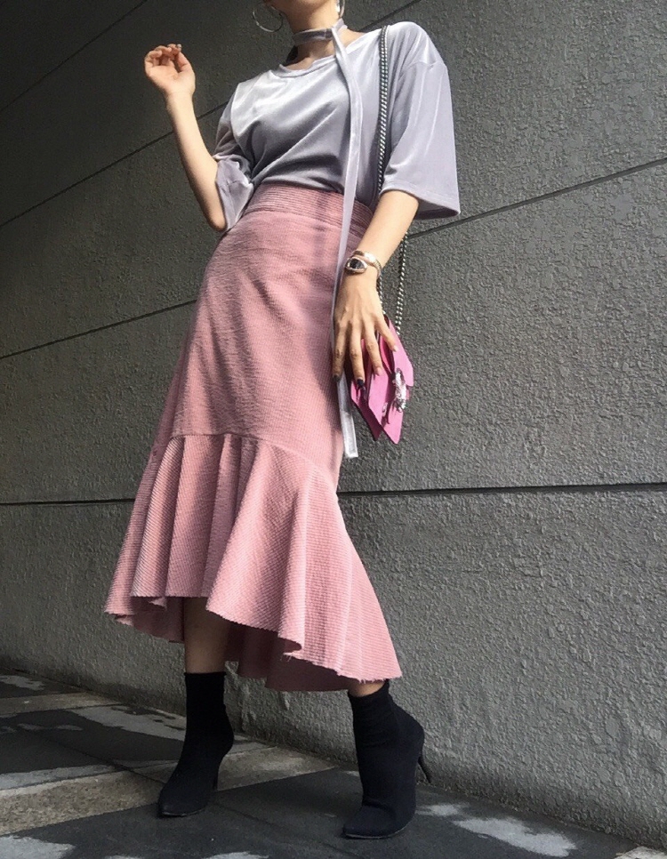 Corduroy Unbonded Flare Long Skirt Winter Mermaid 