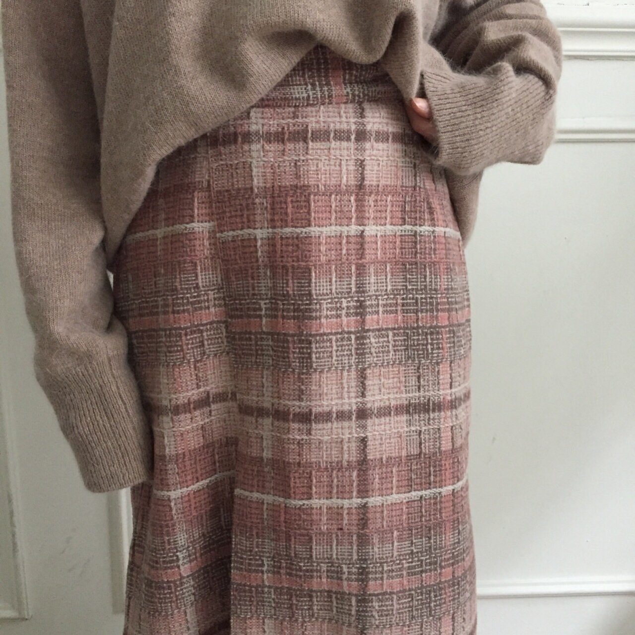 H Line Long Skirt - Pink Gray 2 colors Date Look O