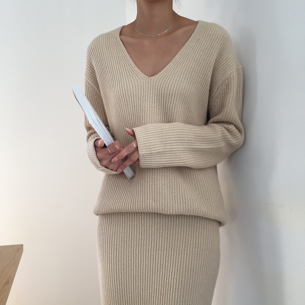 Winter Goliath Knit Long Skirt 3color Coordination