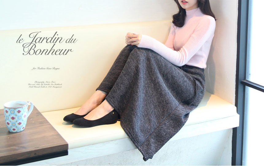 Brushed flared skirt Able banding Basic Basic Long