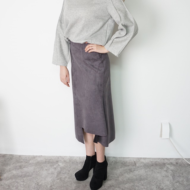 Mermaid a-line leather unverted suede brown colore