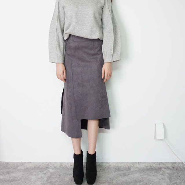 Mermaid a-line leather unverted suede brown colore