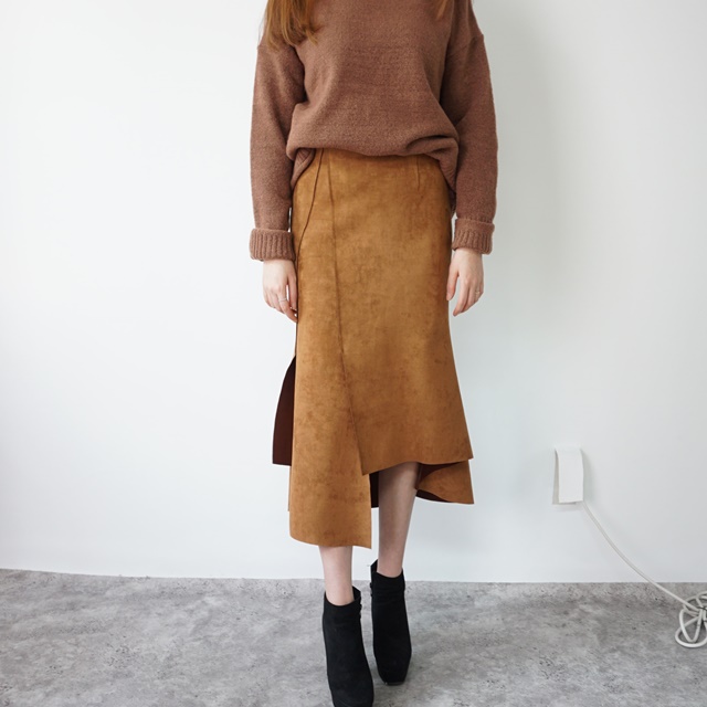 Mermaid a-line leather unverted suede brown colore