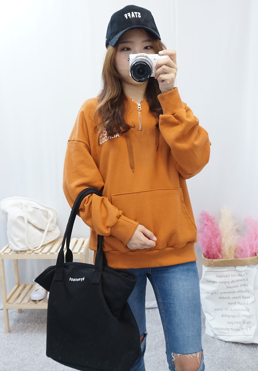 Daily Diary Round Zipper Canvas Eco Bag 2color Stu