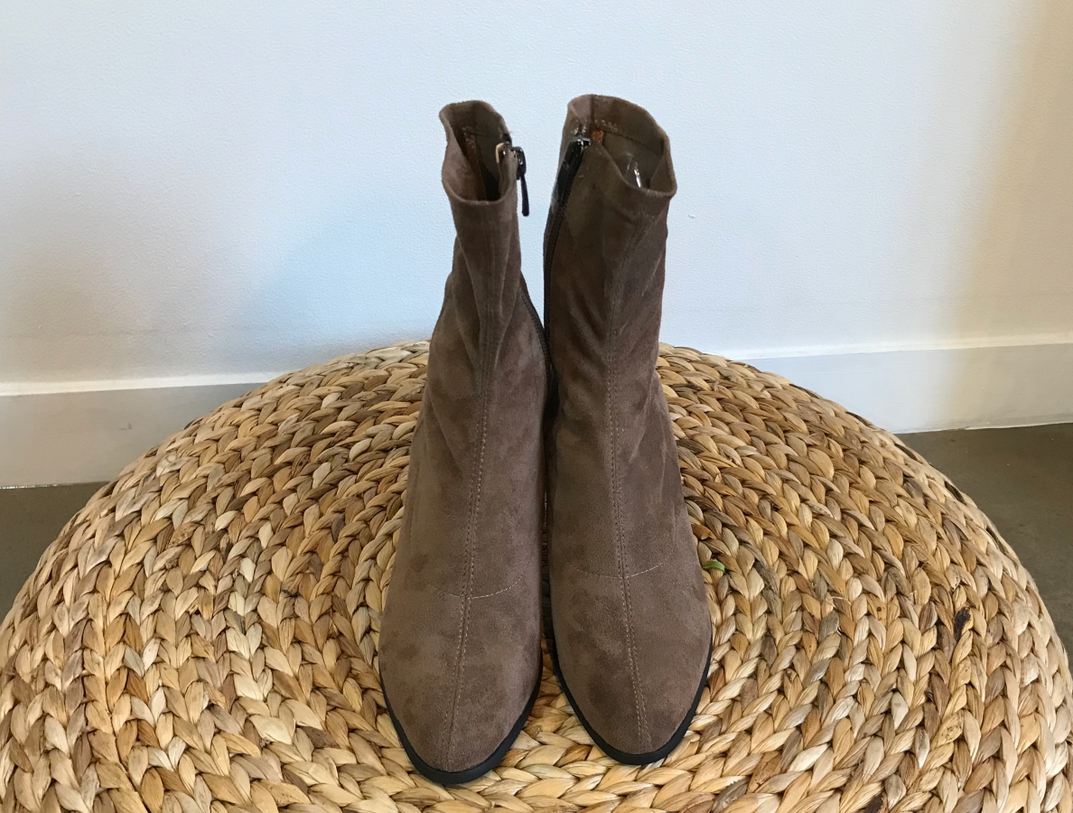 Suede Socks Mid-Heel Angle Boots Black, Brown Fall