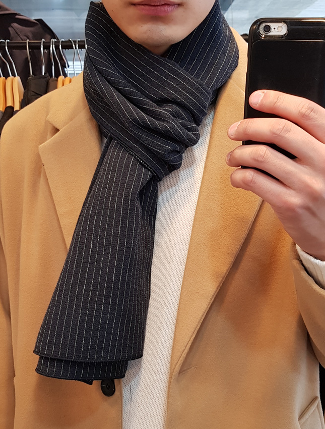 Stripe muffler 2color Man Coordination Shawl Pint 