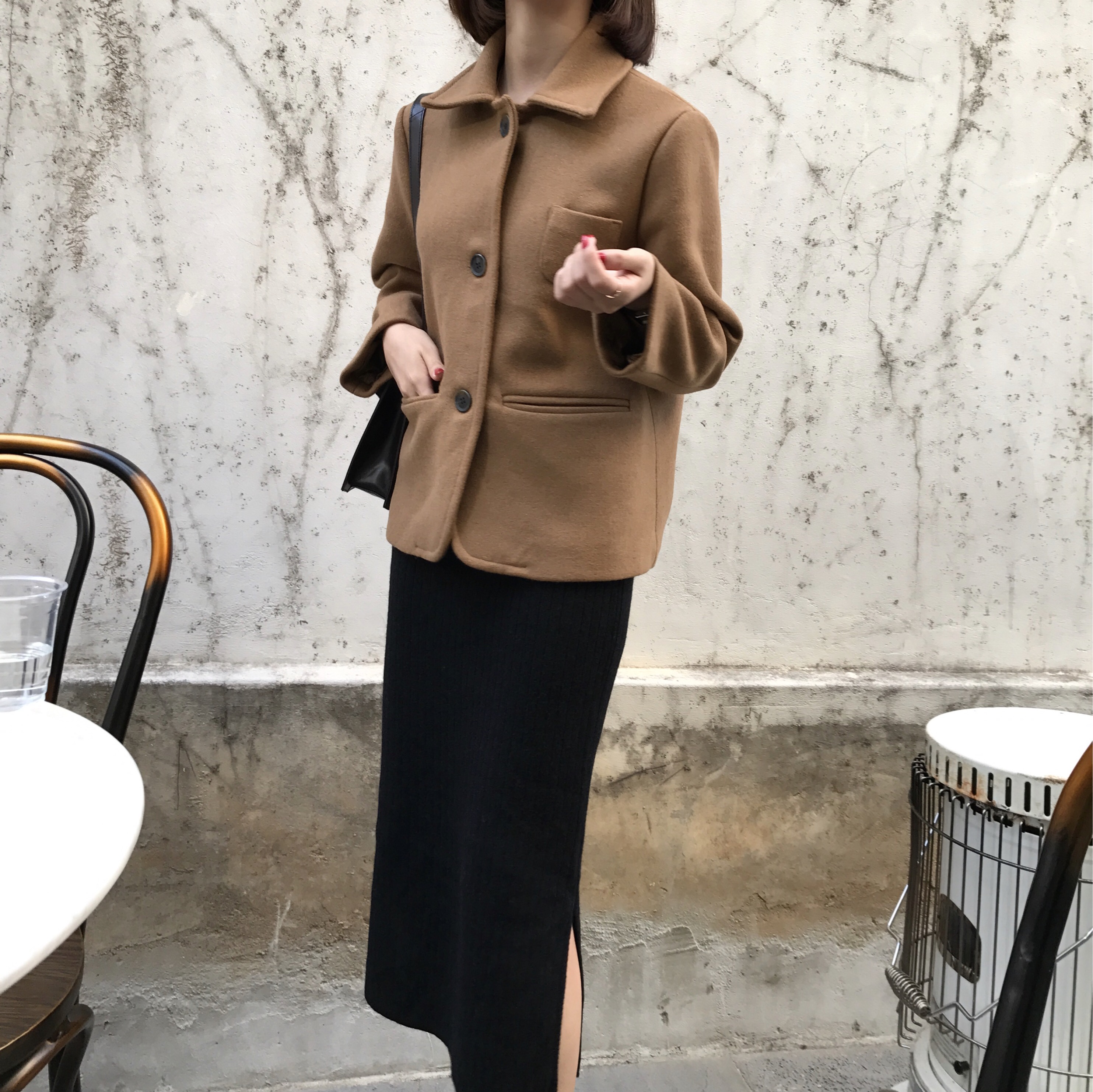 Basic Knit Skirt 2color Skirt Winter Black Long