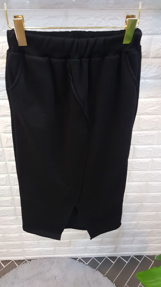 Brushed-dyed long skirt black o tody life-style ca