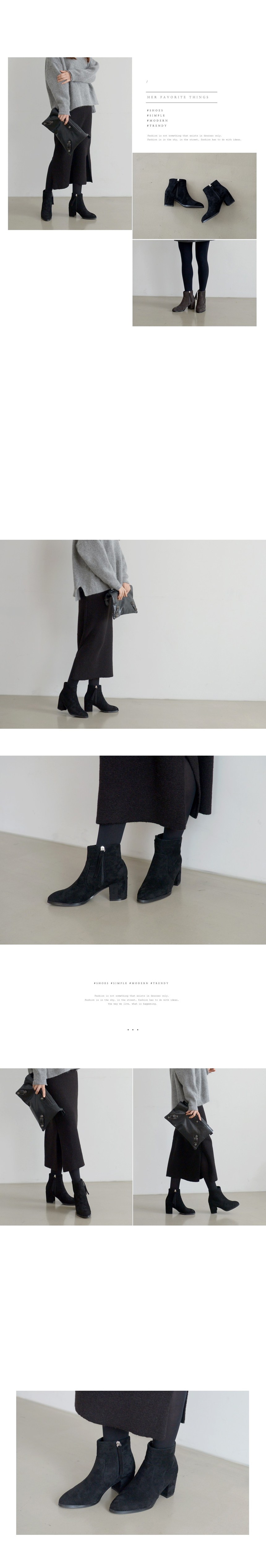 Women Suede Ankle Boots Heel Tongue Angle 6cm Heel