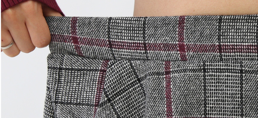 Long sleeved wool flare check A line Women's 30