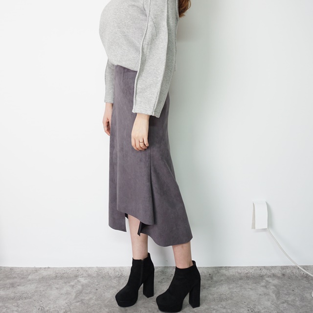 Mermaid a-line leather unverted suede brown colore