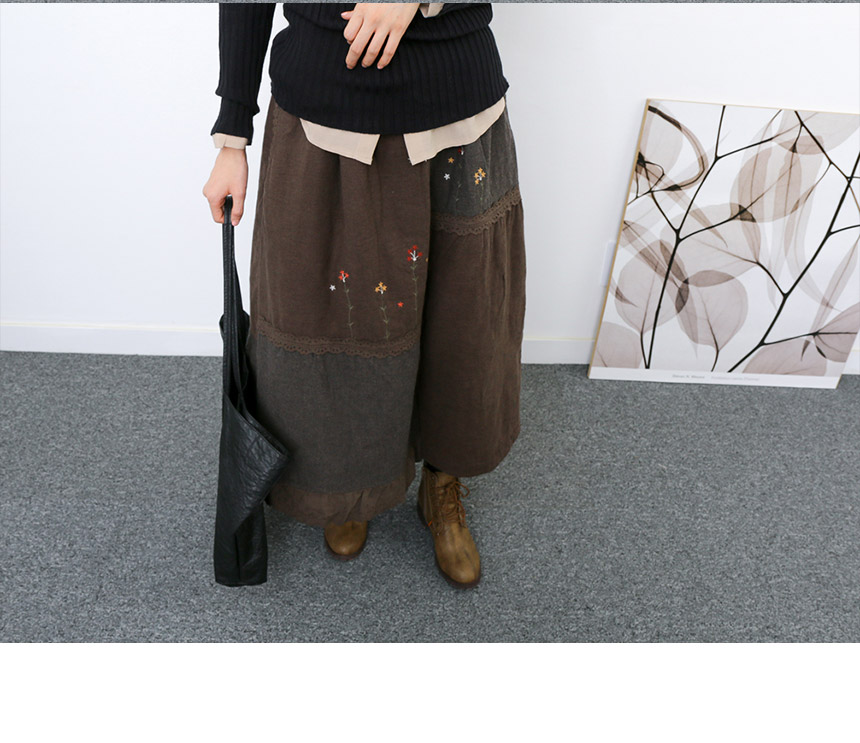 Winter embroidered skirts Long skirt lace Volume B