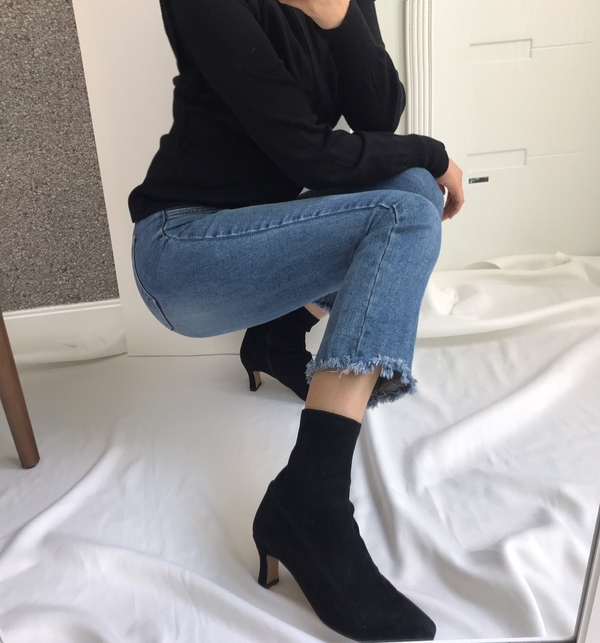 Suede Slim Square Round Middle-heel Women's Ang