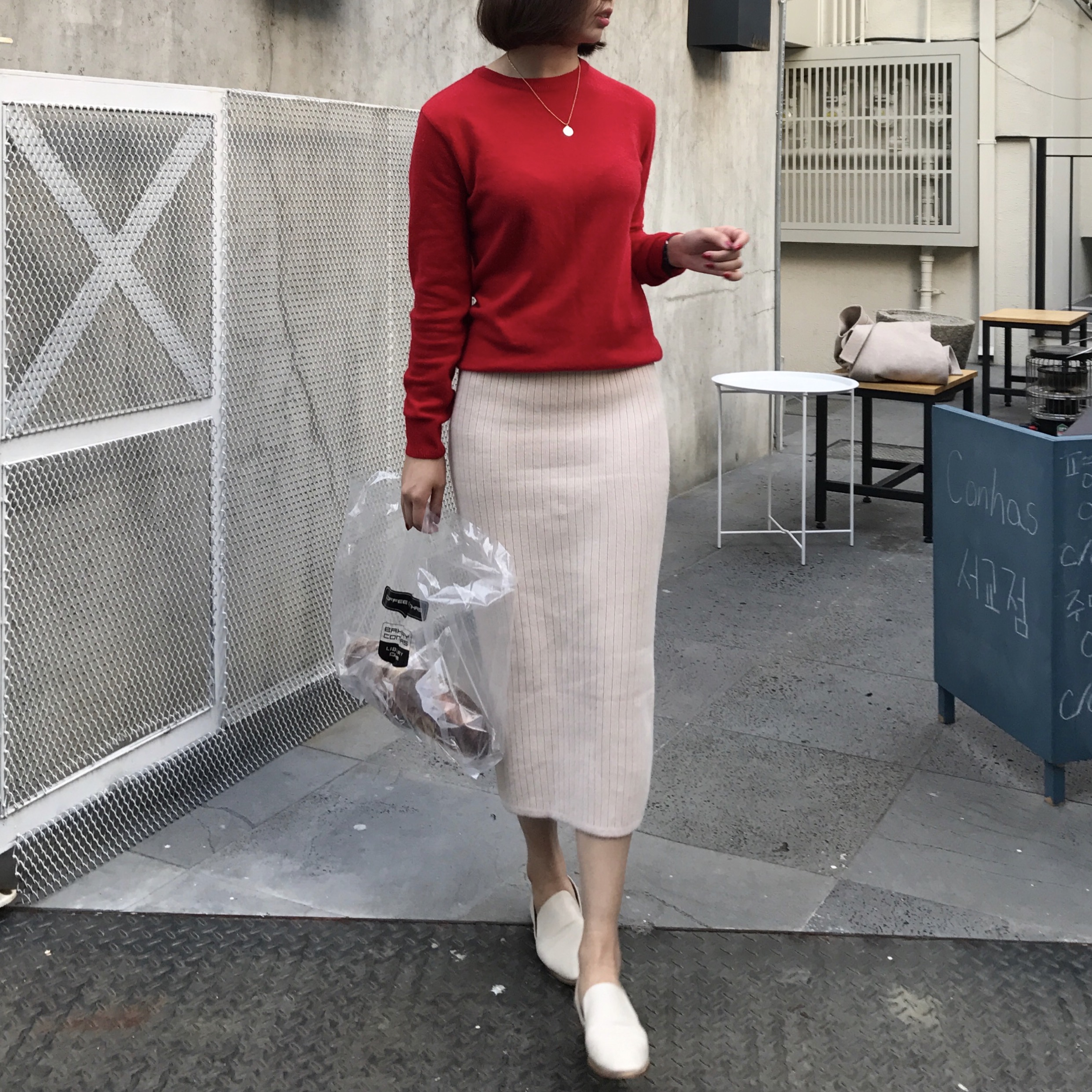 Basic Knit Skirt 2color Skirt Winter Black Long