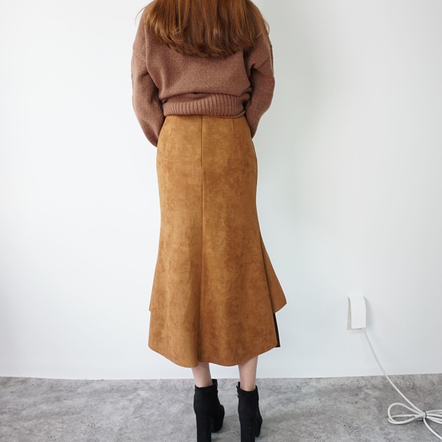 Mermaid a-line leather unverted suede brown colore