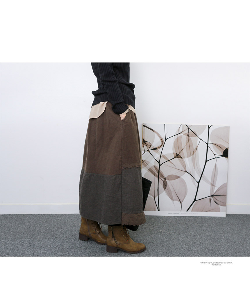 Winter embroidered skirts Long skirt lace Volume B