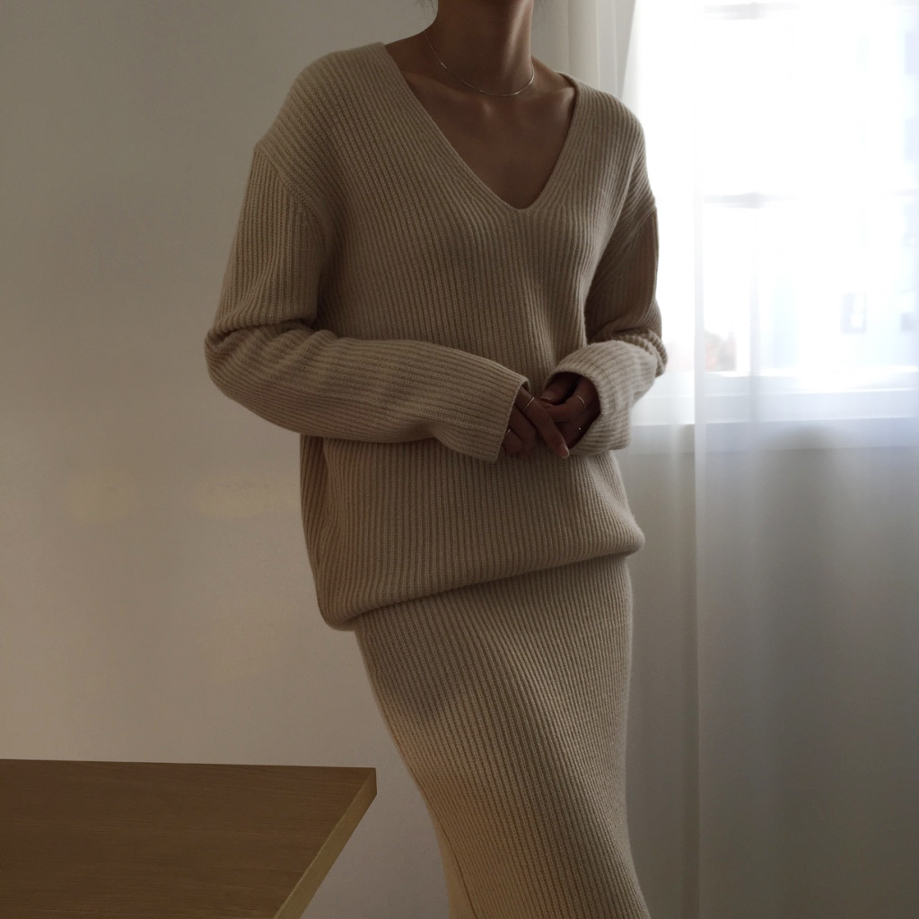 Winter Goliath Knit Long Skirt 3color Coordination