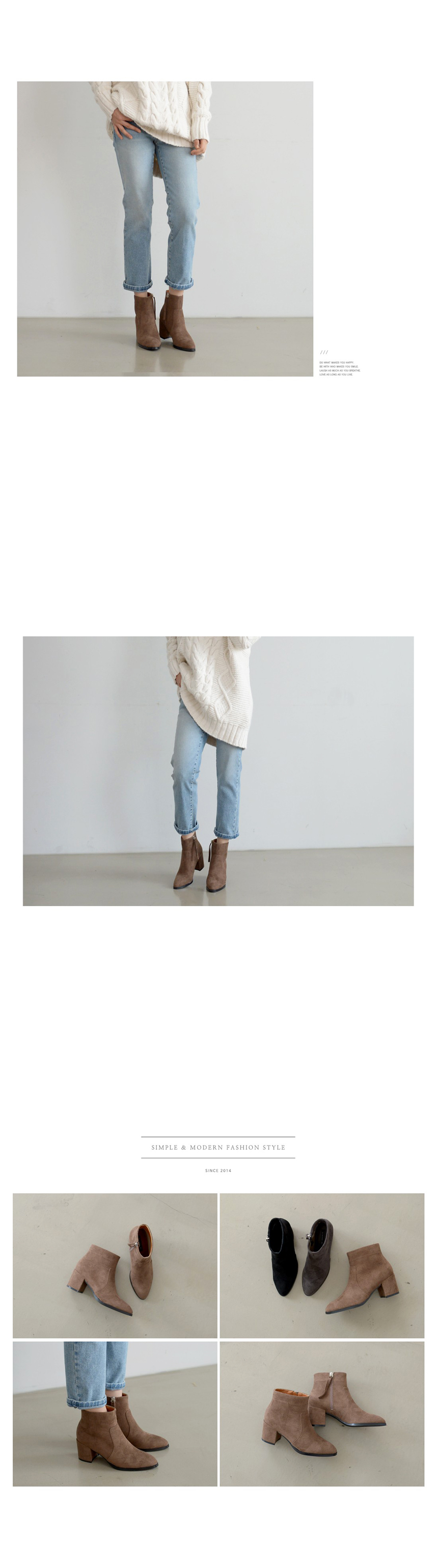 Women Suede Ankle Boots Heel Tongue Angle 6cm Heel