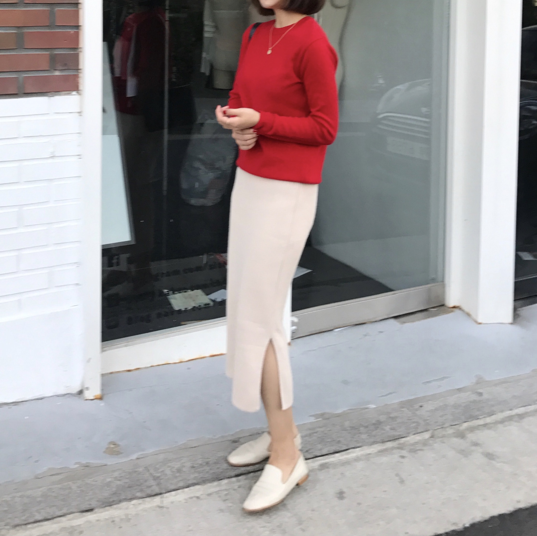 Basic Knit Skirt 2color Skirt Winter Black Long