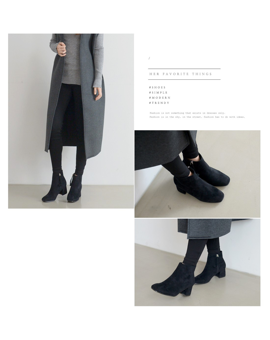 Suede Ankle Boots Heel Female Angle Tongue 5cm Hee