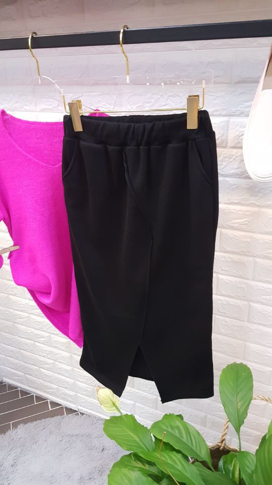 Brushed-dyed long skirt black o tody life-style ca