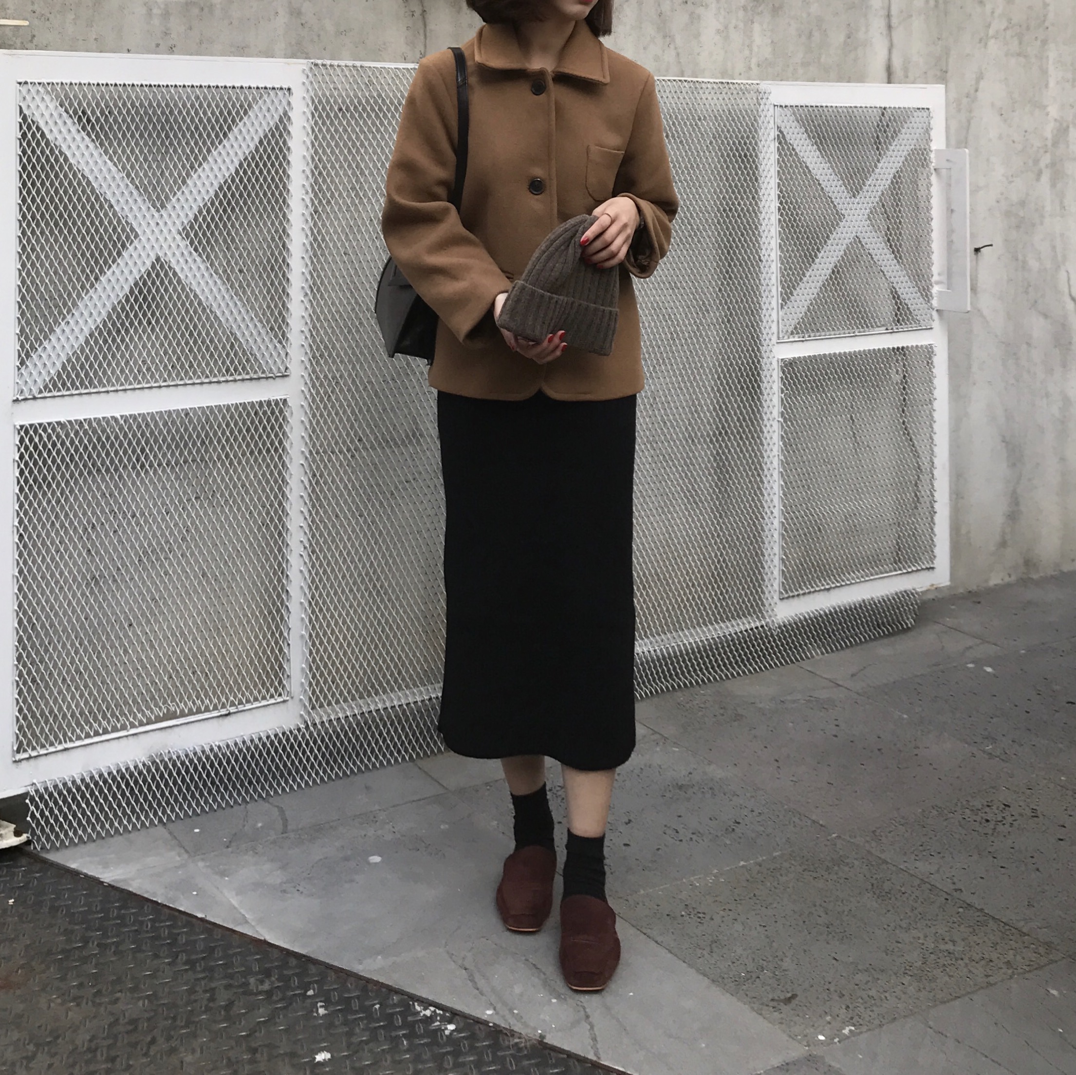 Basic Knit Skirt 2color Skirt Winter Black Long