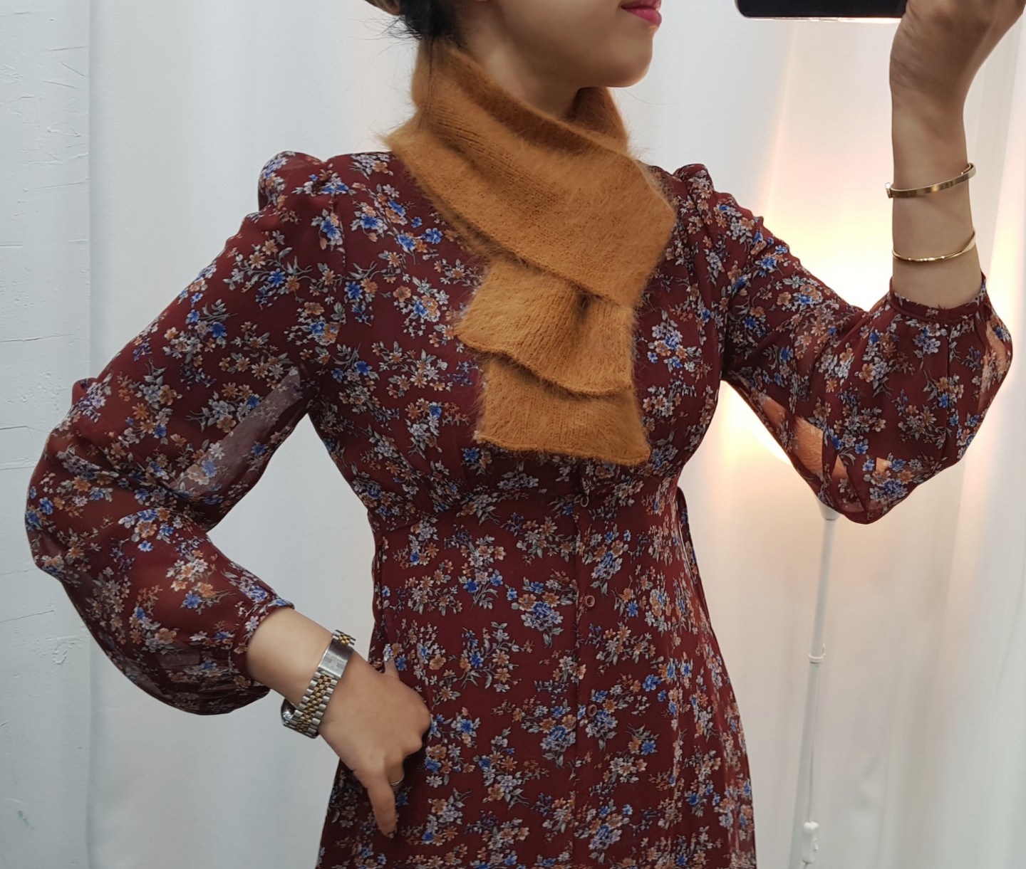 Angora muffler woman Fall winter coordination 2017