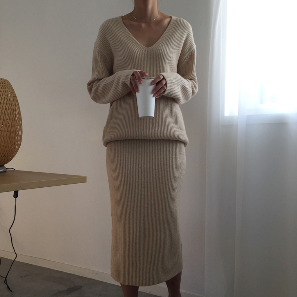 Winter Goliath Knit Long Skirt 3color Coordination