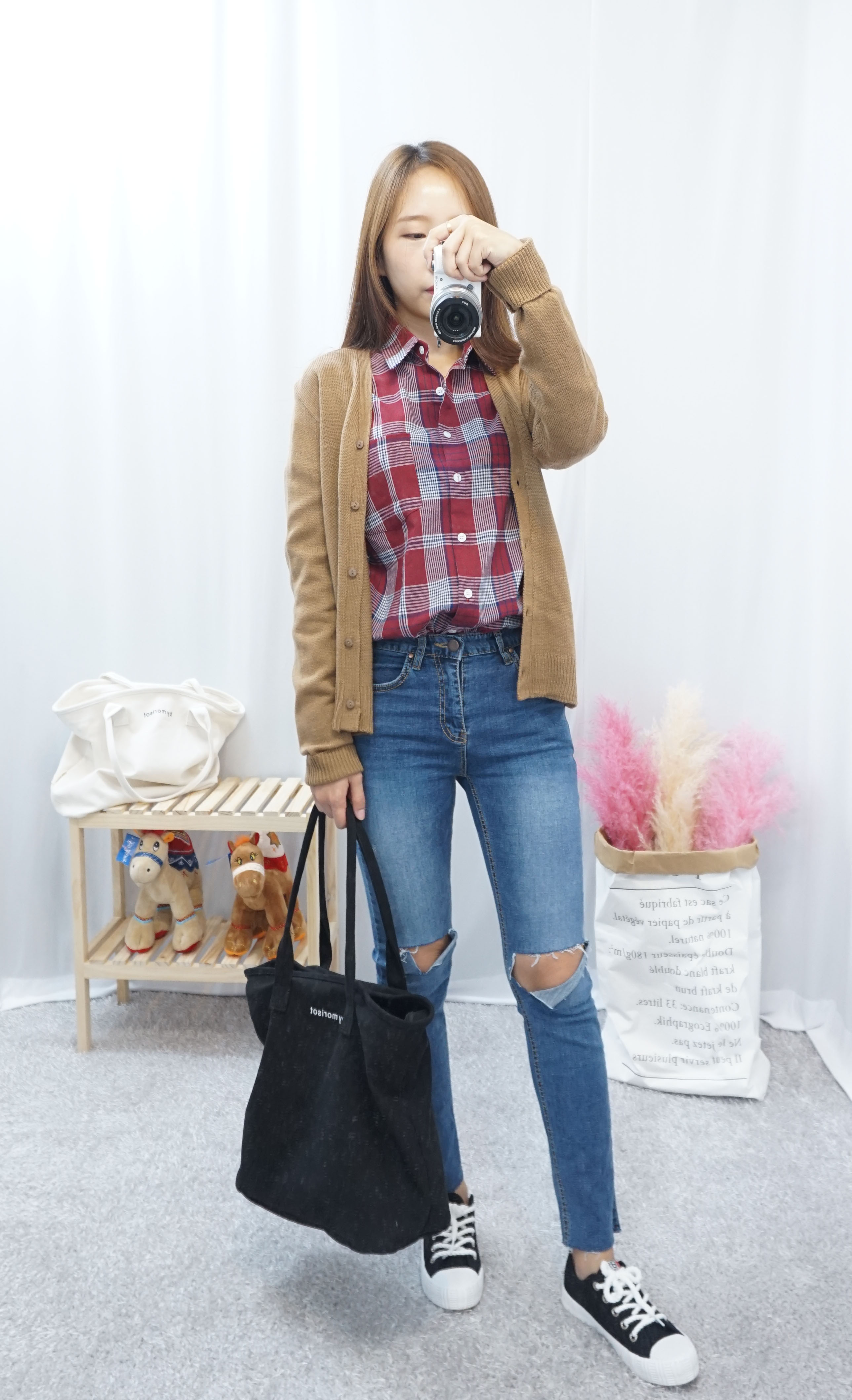 Daily Diary Round Zipper Canvas Eco Bag 2color Stu