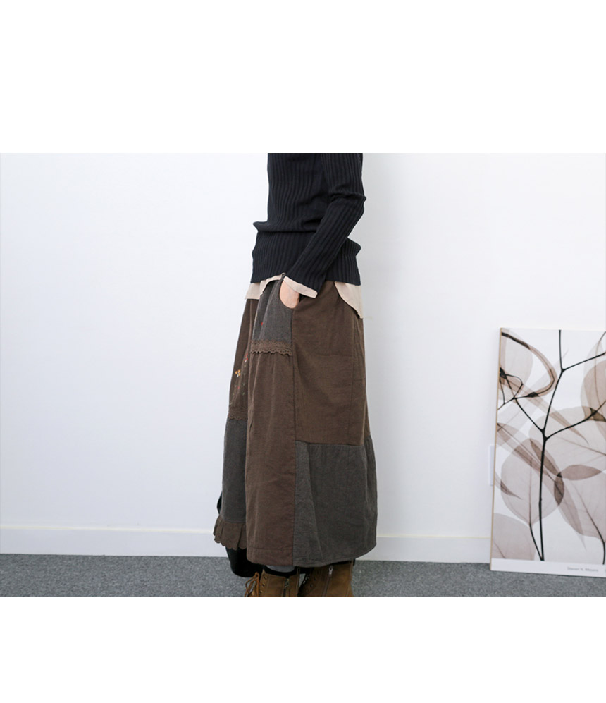 Winter embroidered skirts Long skirt lace Volume B