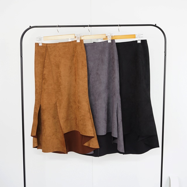 Mermaid a-line leather unverted suede brown colore