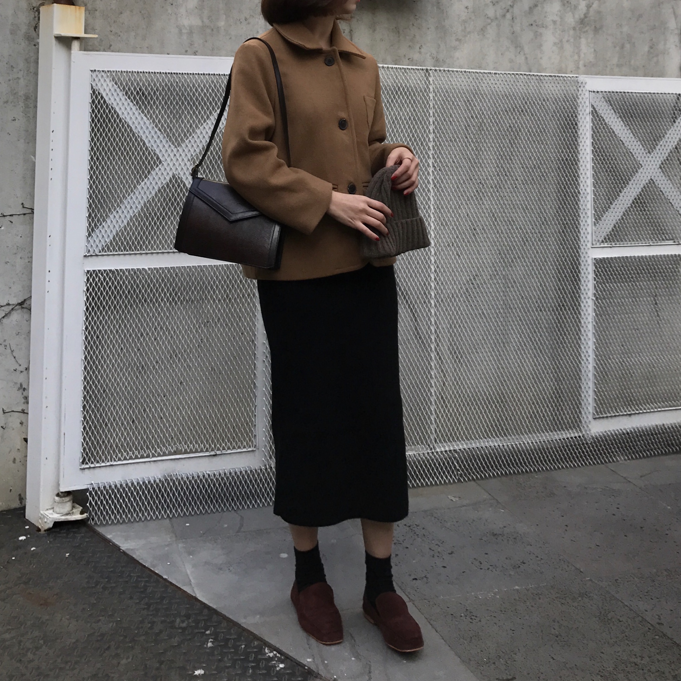 Basic Knit Skirt 2color Skirt Winter Black Long