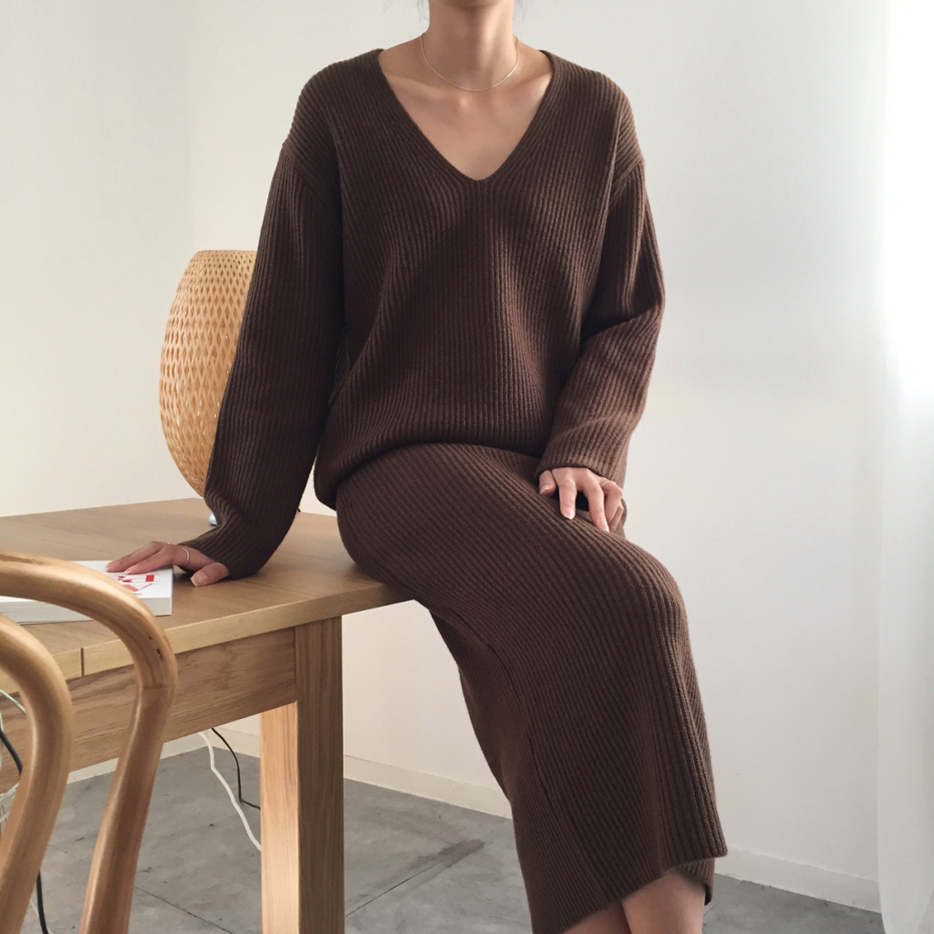 Winter Goliath Knit Long Skirt 3color Coordination