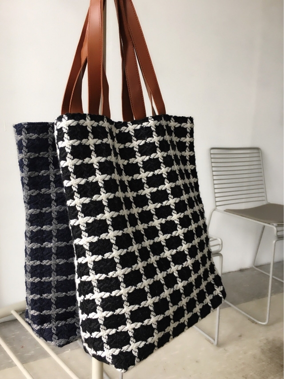 Daily Knit Eco Bag Winter Check Cloth Bag