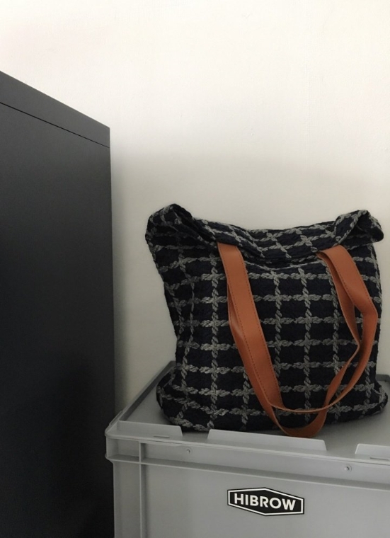 Daily Knit Eco Bag Winter Check Cloth Bag