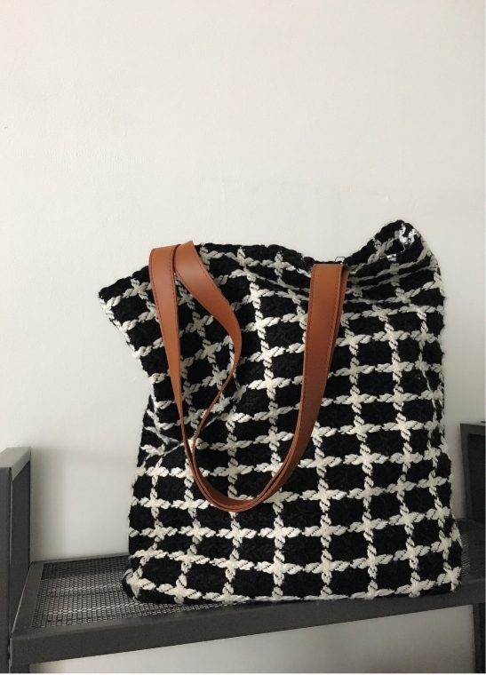 Daily Knit Eco Bag Winter Check Cloth Bag