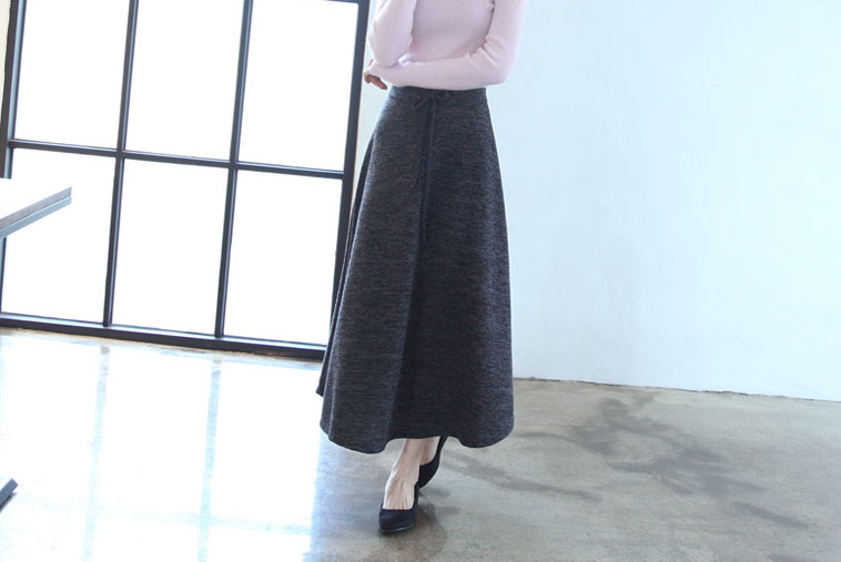 Brushed flared skirt Able banding Basic Basic Long