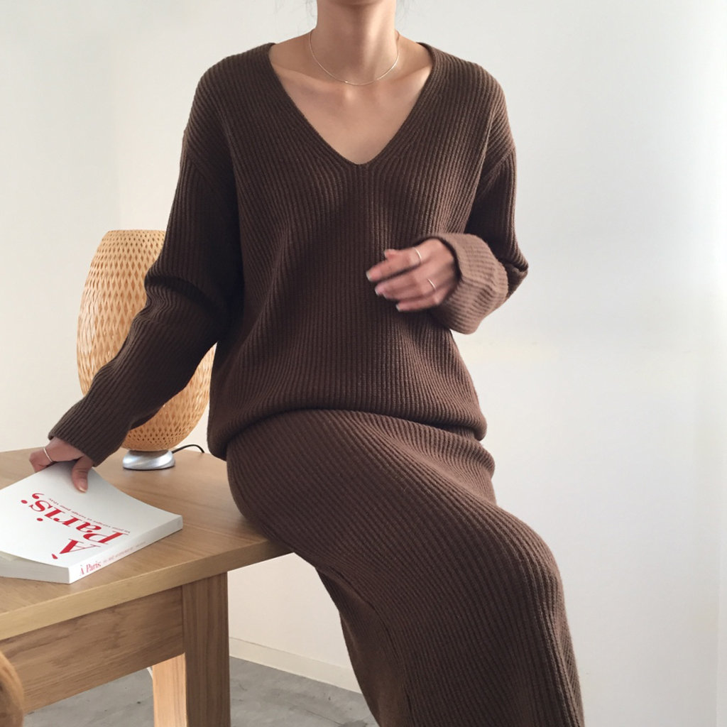 Winter Goliath Knit Long Skirt 3color Coordination