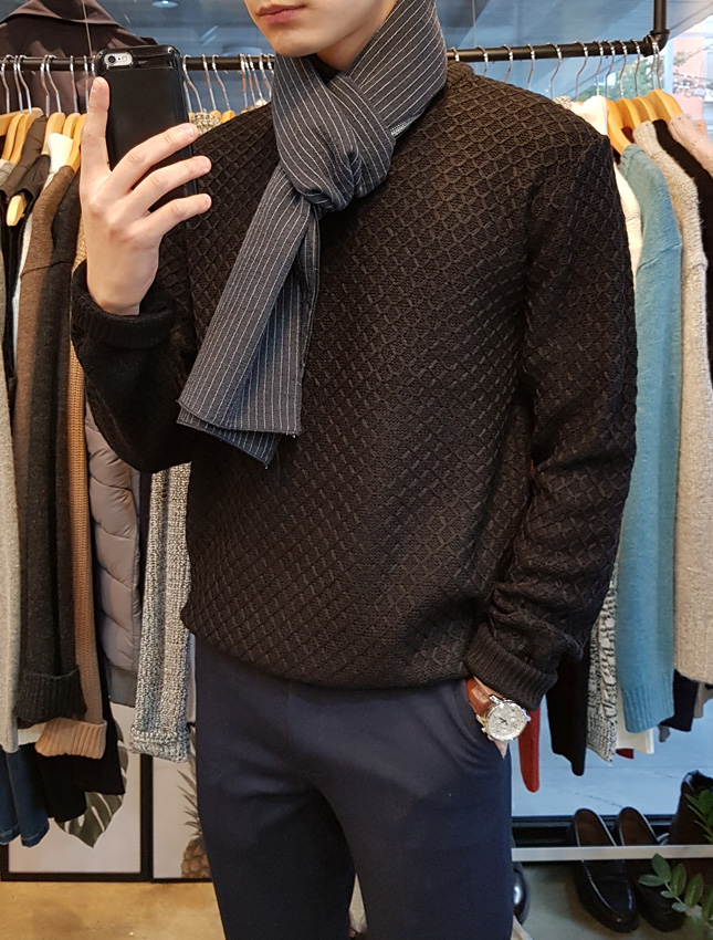 Stripe muffler 2color Man Coordination Shawl Pint 