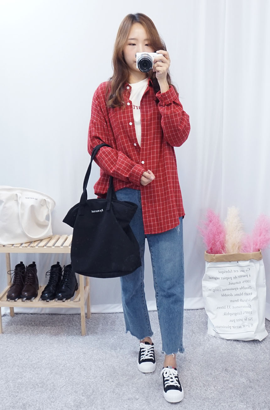 Daily Diary Round Zipper Canvas Eco Bag 2color Stu