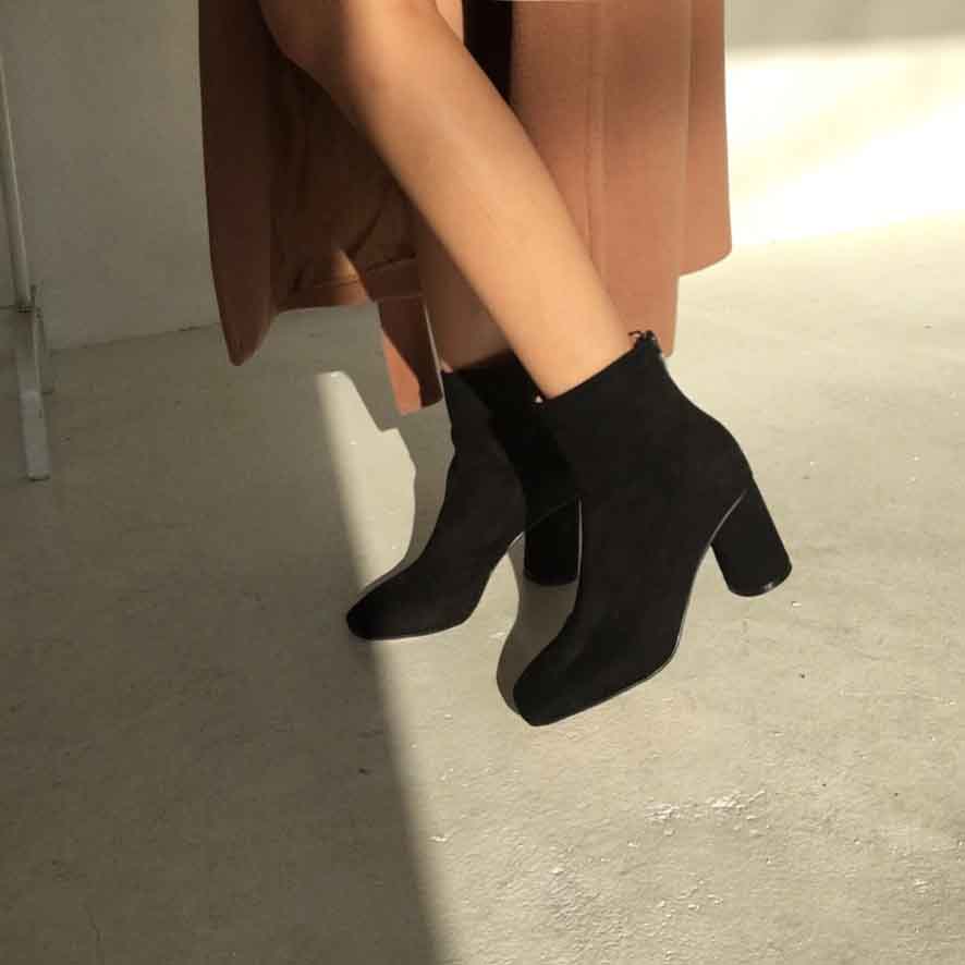 Suede Angle Boots High Heels Chelsea Twenties Twen