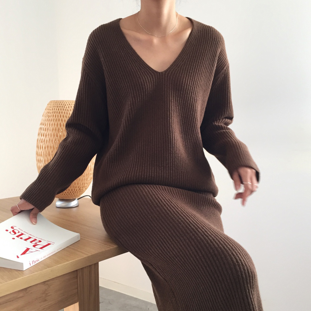 Winter Goliath Knit Long Skirt 3color Coordination