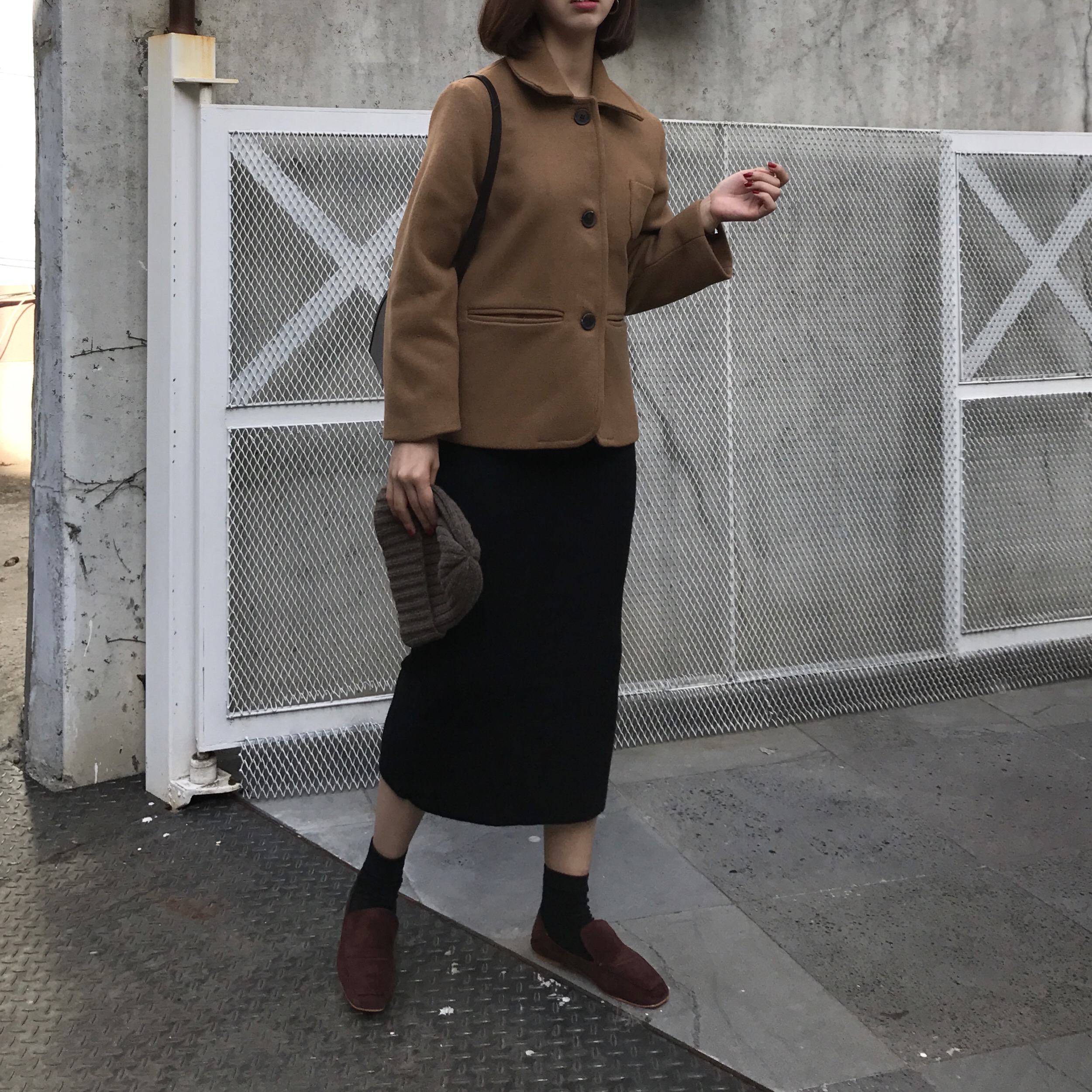 Basic Knit Skirt 2color Skirt Winter Black Long