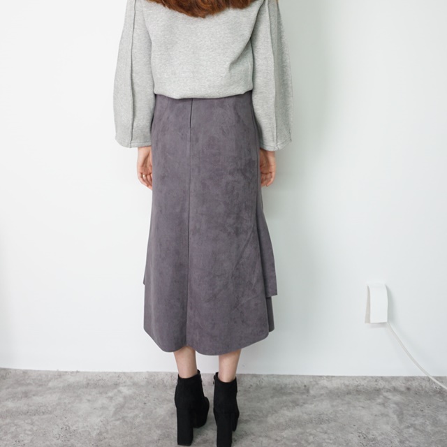 Mermaid a-line leather unverted suede brown colore