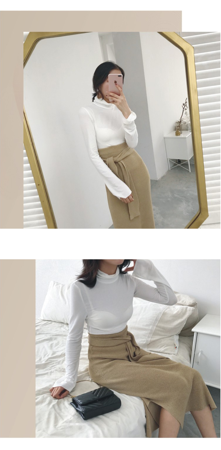 Slim H line Goliath knit winter long skirt slit lo
