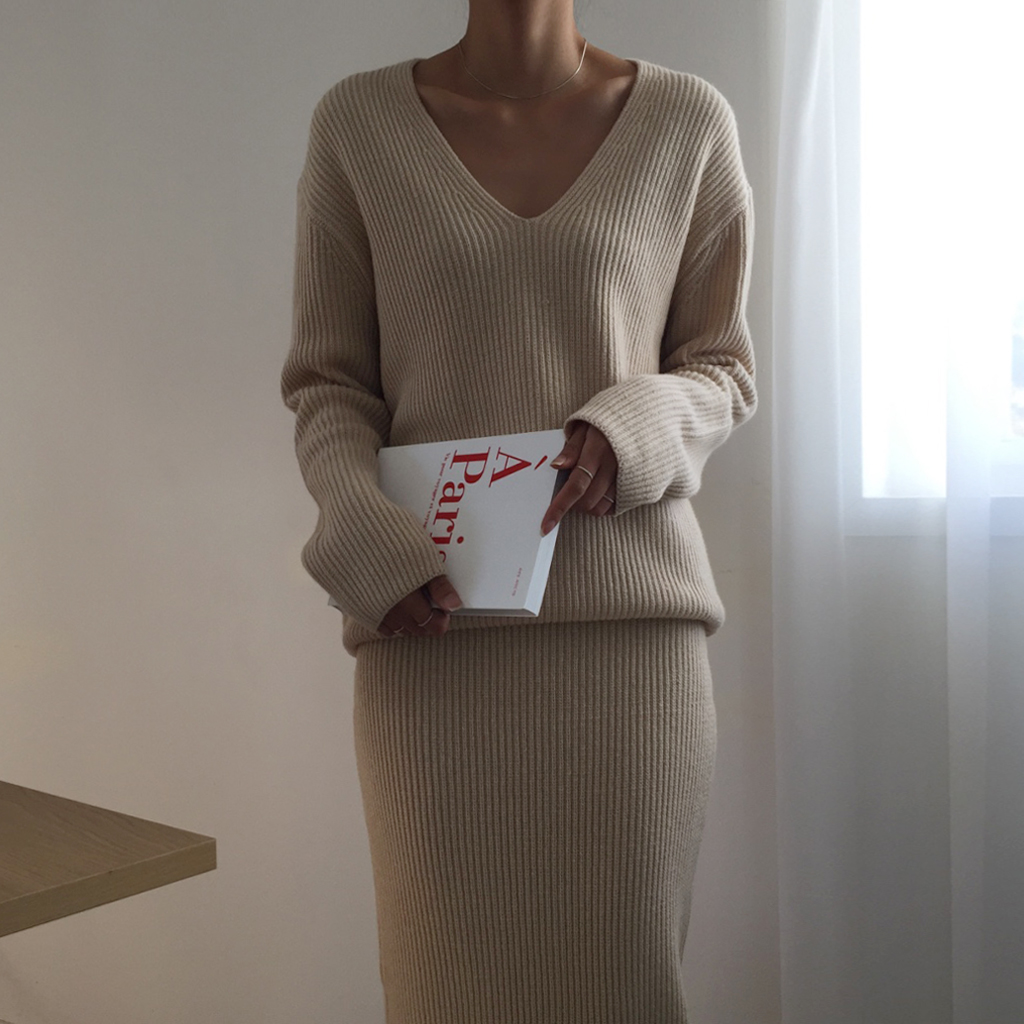 Winter Goliath Knit Long Skirt 3color Coordination