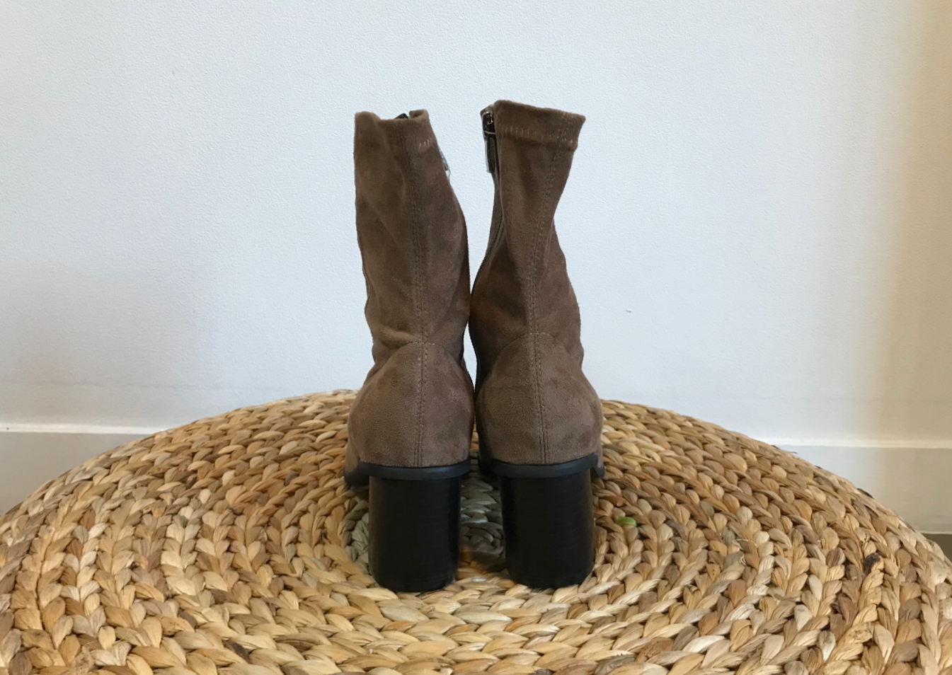 Suede Socks Mid-Heel Angle Boots Black, Brown Fall