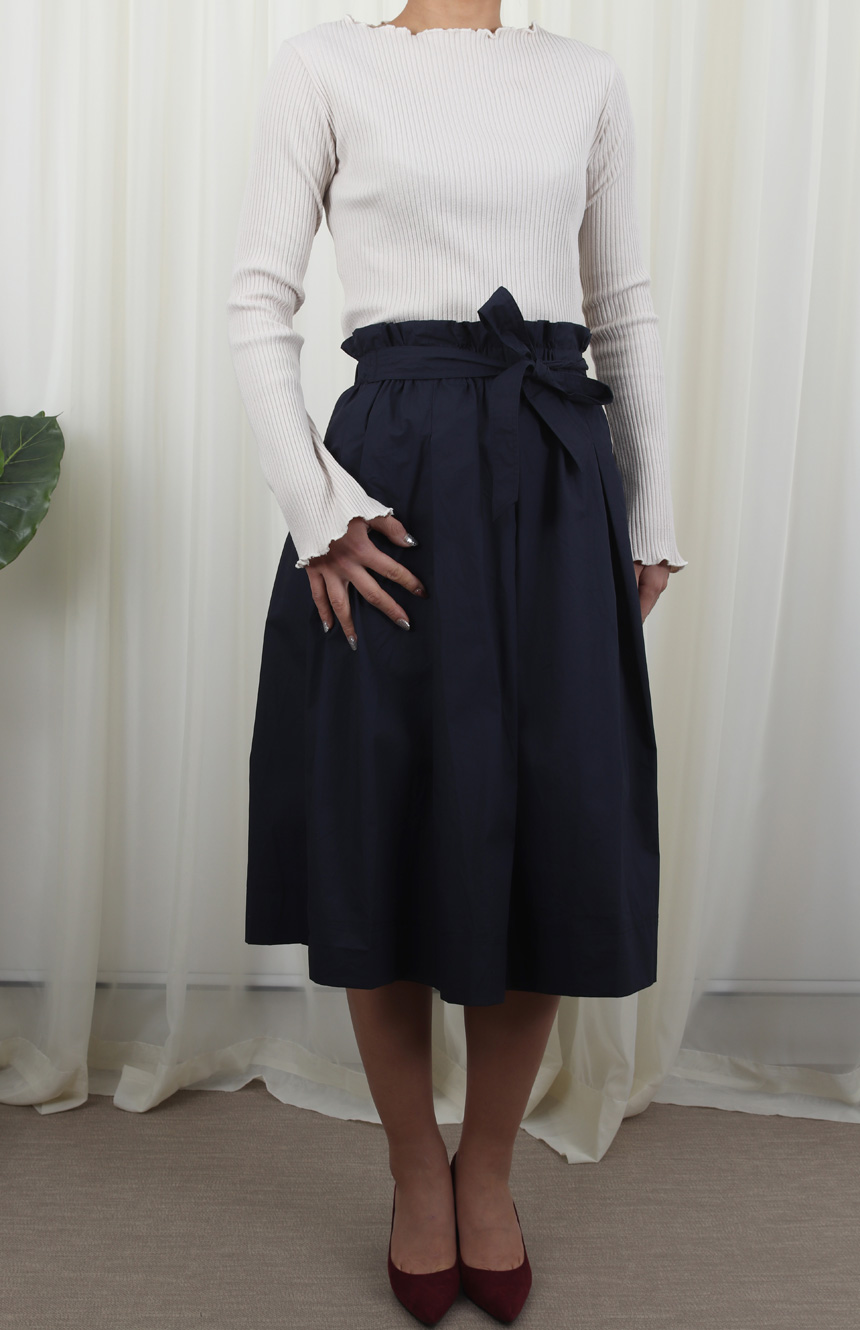 High-waisted flared skirt H-line h Long Long skirt